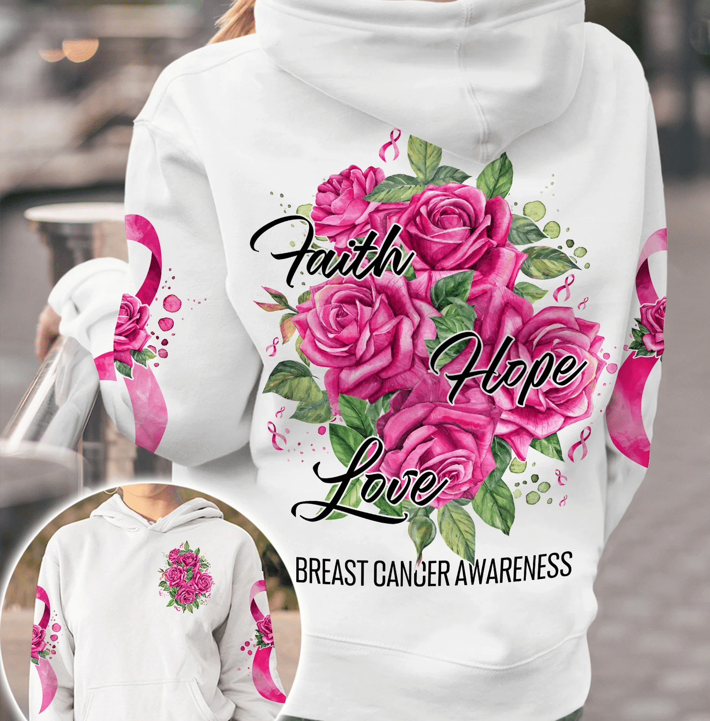 Roses Faith Hope Love - Breast Cancer Awareness All Over T-shirt and Hoodie 0822