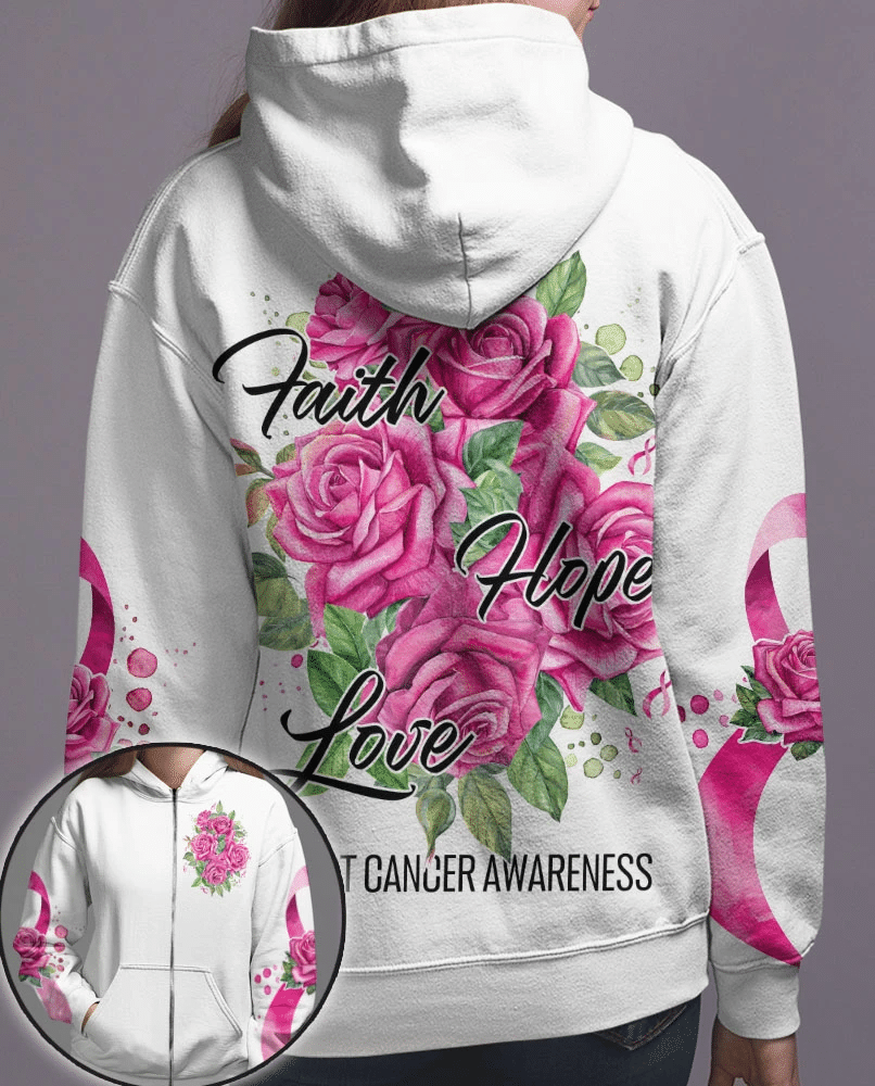 Roses Faith Hope Love - Breast Cancer Awareness All Over T-shirt and Hoodie 0822