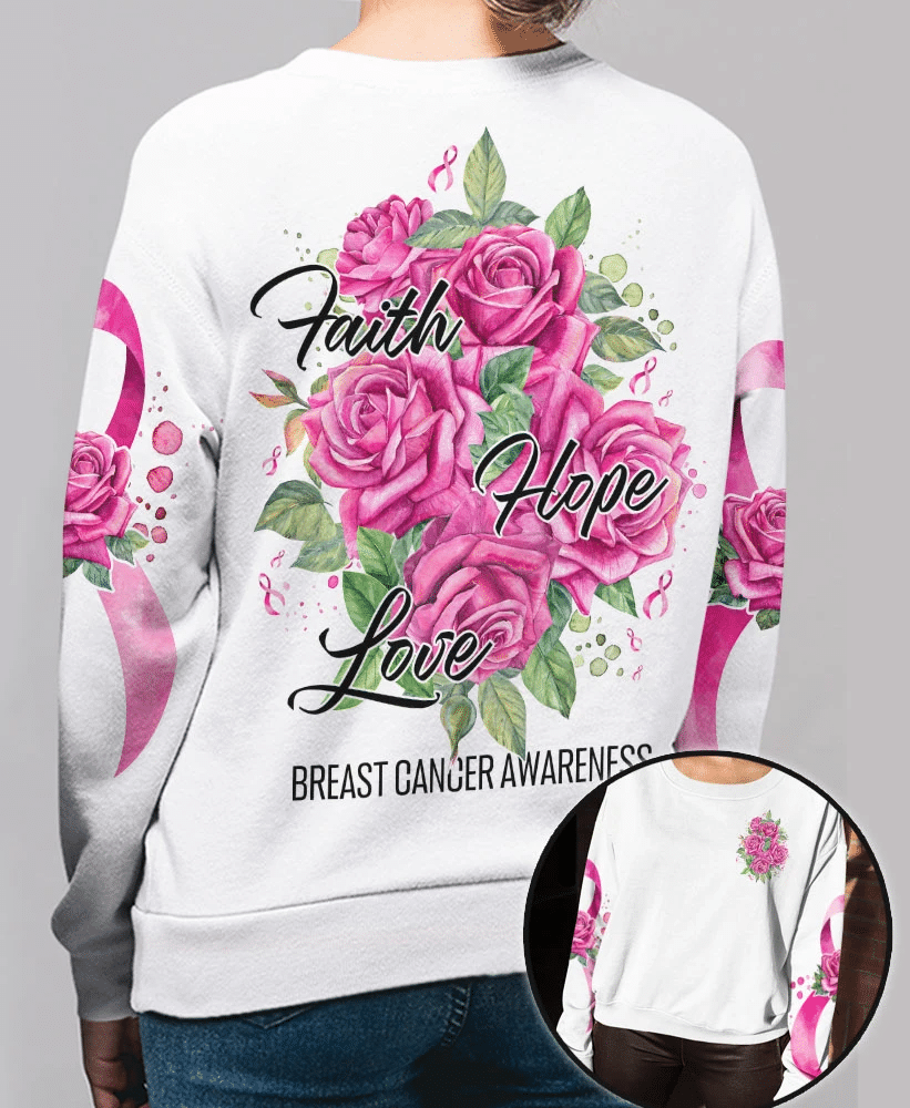 Roses Faith Hope Love - Breast Cancer Awareness All Over T-shirt and Hoodie 0822