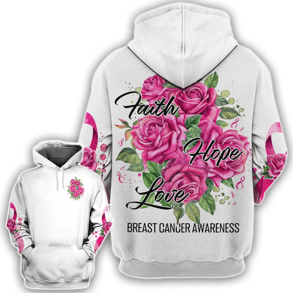 Roses Faith Hope Love - Breast Cancer Awareness All Over T-shirt and Hoodie 0822