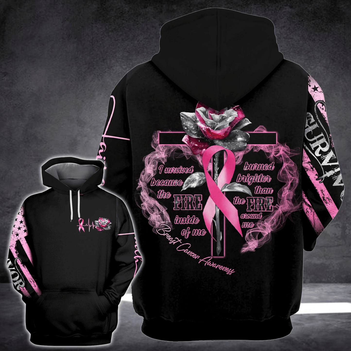 Cross Rose Breast Cancer - Breast Cancer Awareness All Over T-shirt and Hoodie 0822