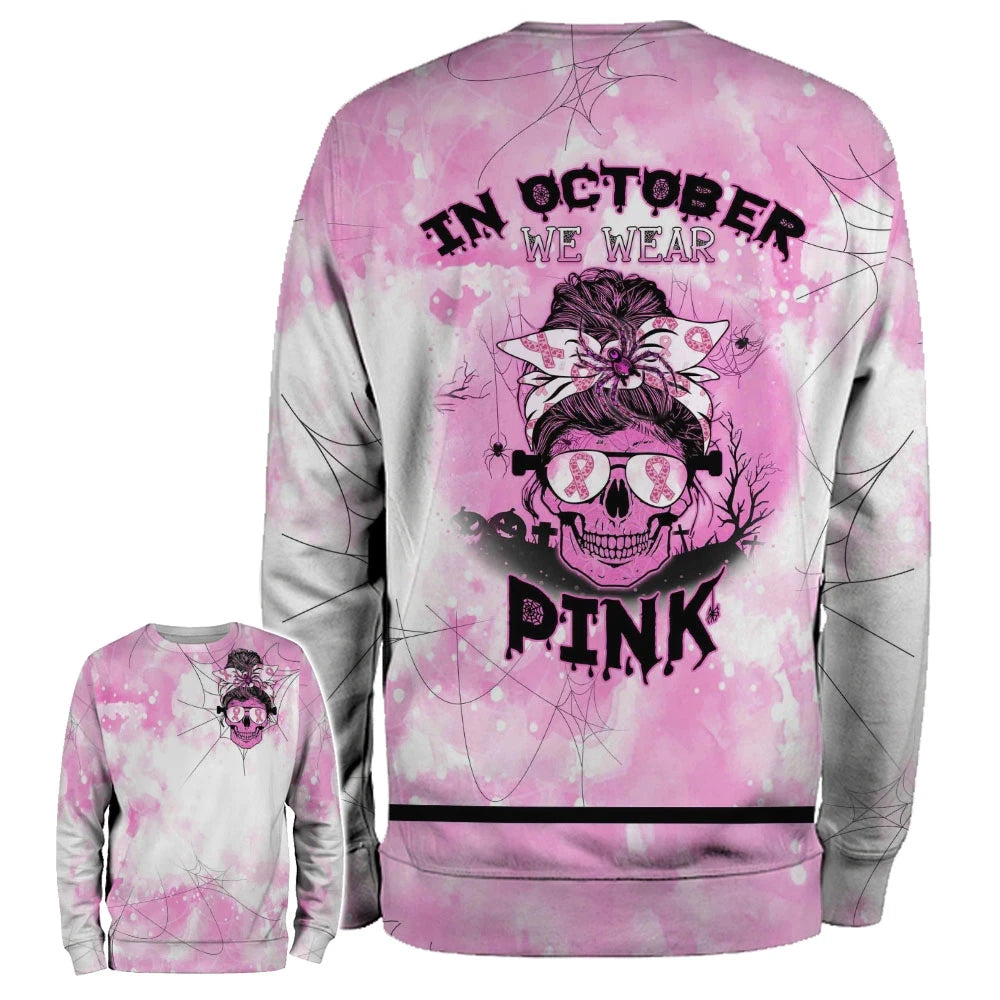 In October We Wear Pink - Breast Cancer Awareness All Over T-shirt and Hoodie 0822