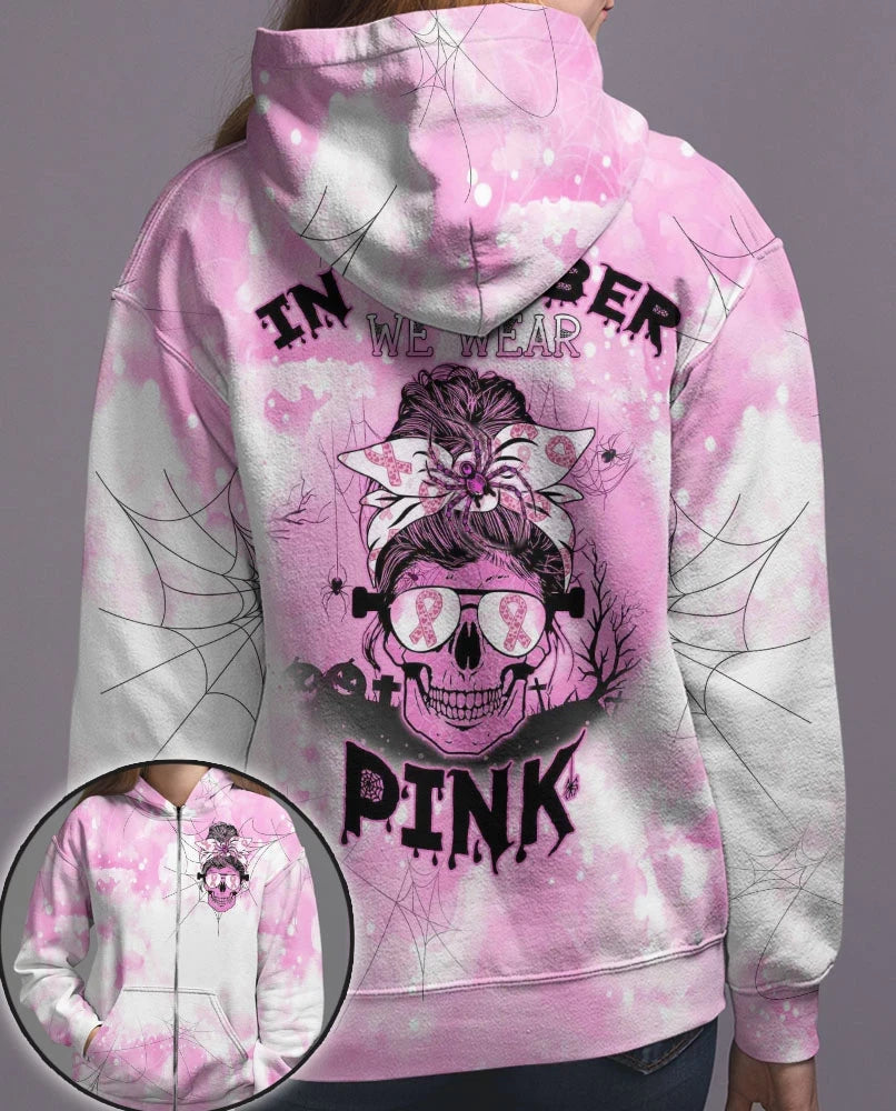 In October We Wear Pink - Breast Cancer Awareness All Over T-shirt and Hoodie 0822