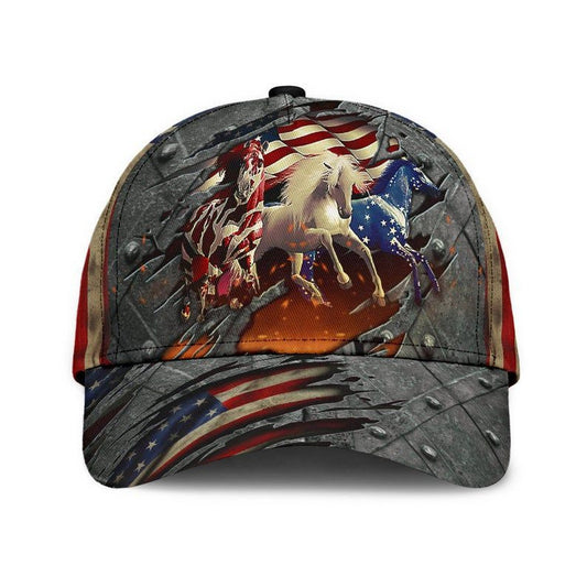 Horses American Flag Horse Classic Cap 0523