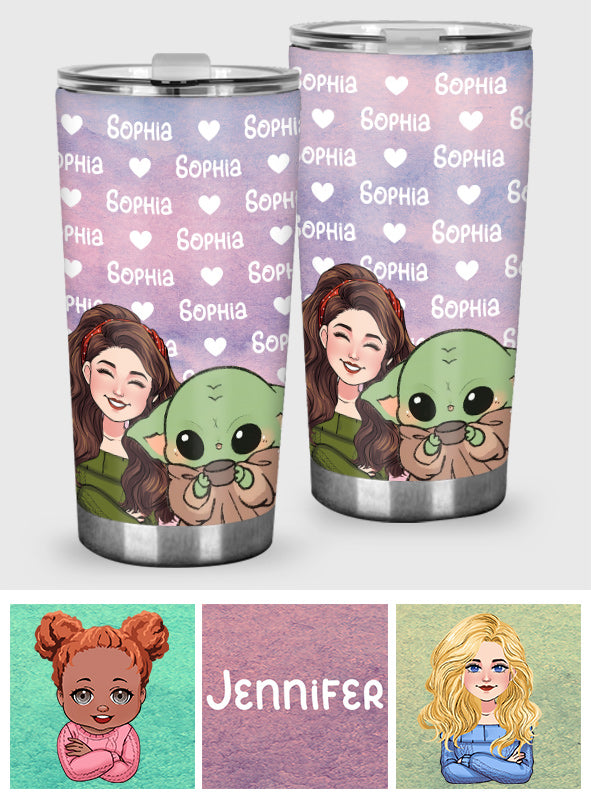Green The Child Name Pattern - Personalized The Force Tumbler