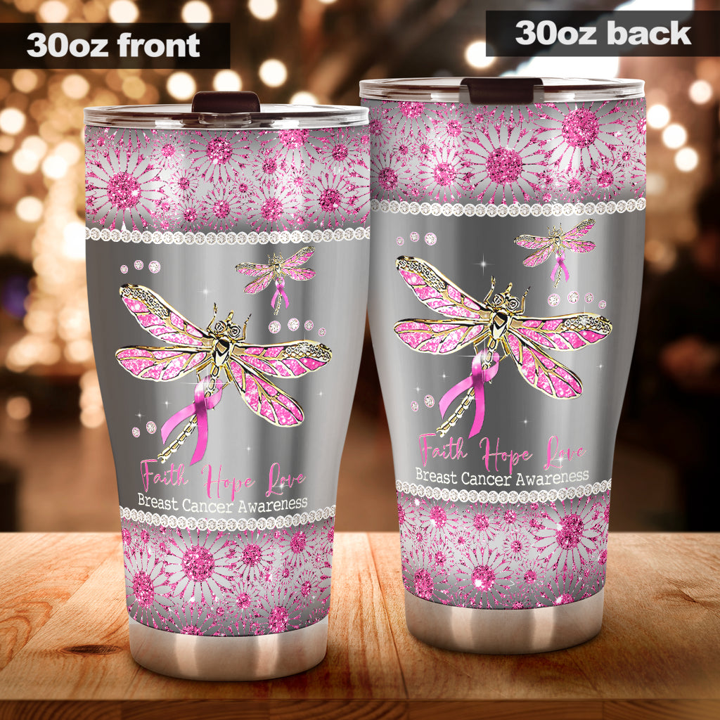 Faith Hope Love Breast Cancer Awareness Tumbler 0622