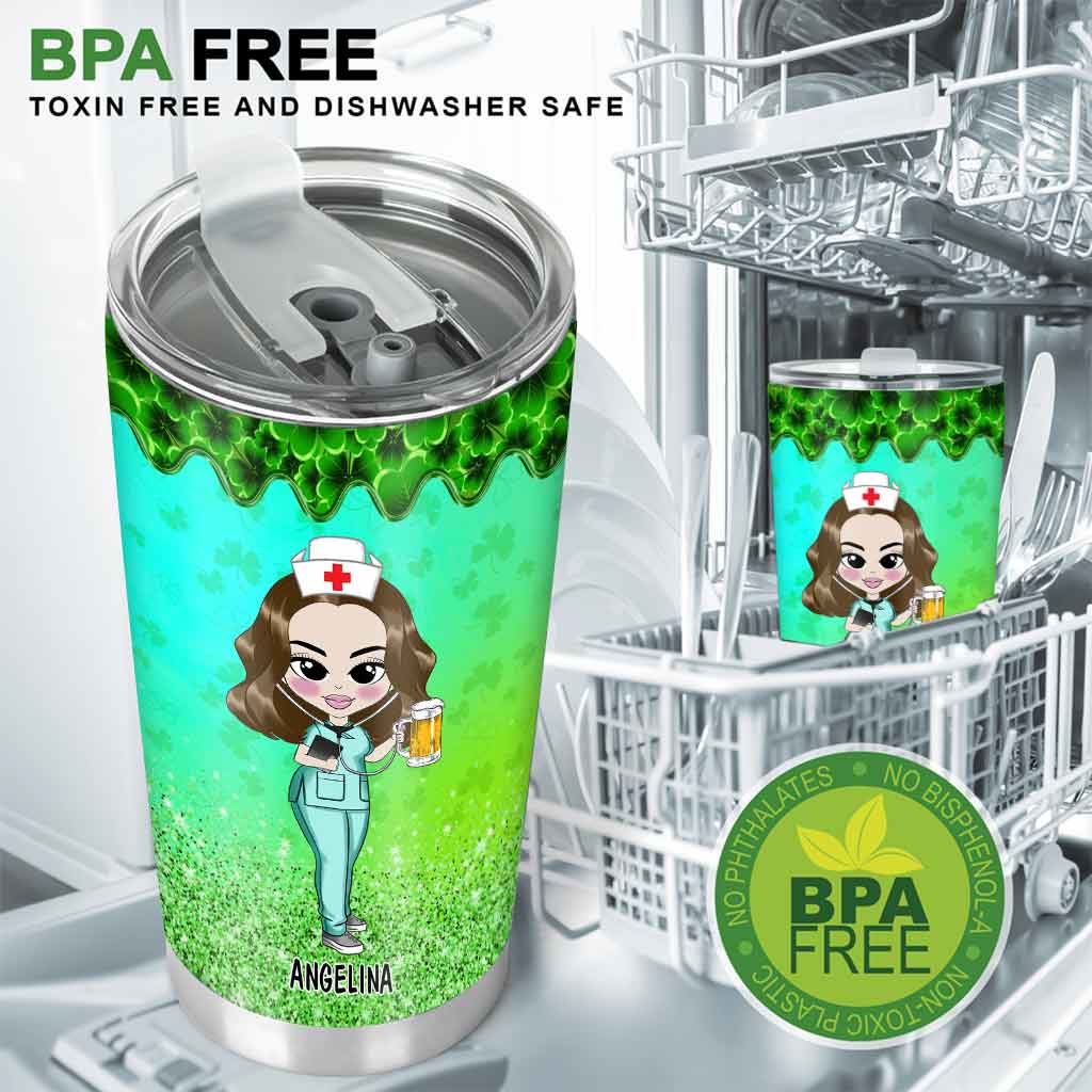 Safety First Drink With A Nurse - Personalized St. Patrick's Day Tumbler