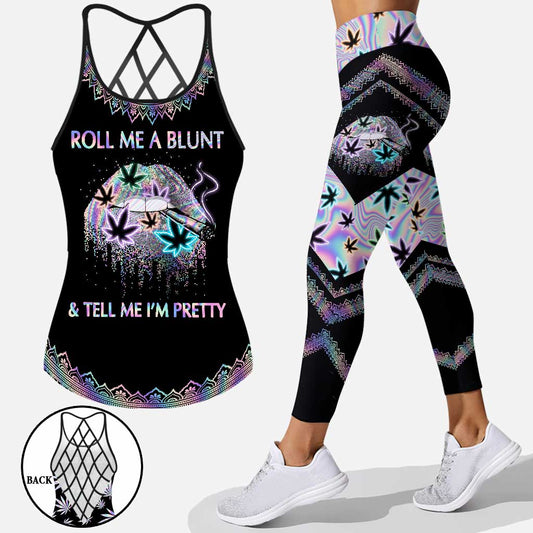 Roll Me A Blunt & Tell Me I'm Pretty - Weed Cross Tank Top and Leggings