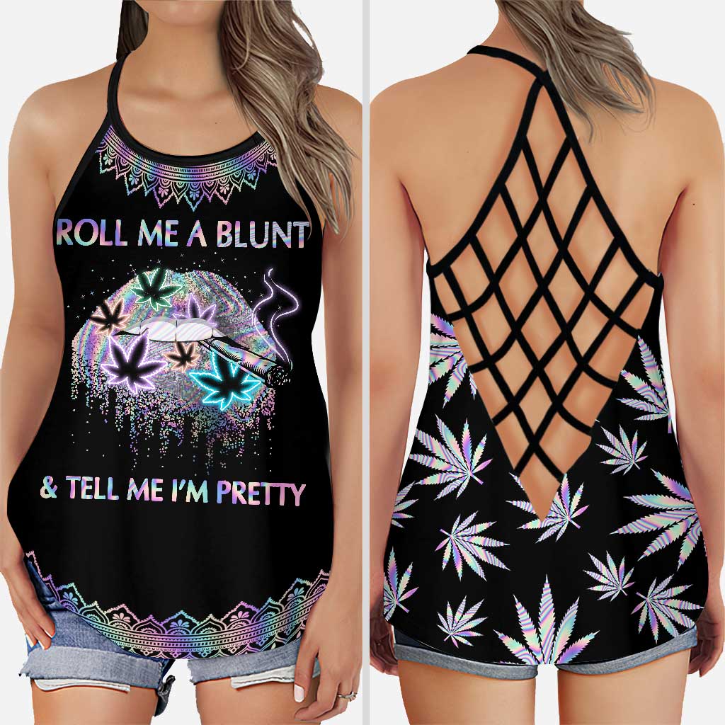 Roll Me A Blunt & Tell Me I'm Pretty - Weed Cross Tank Top and Leggings