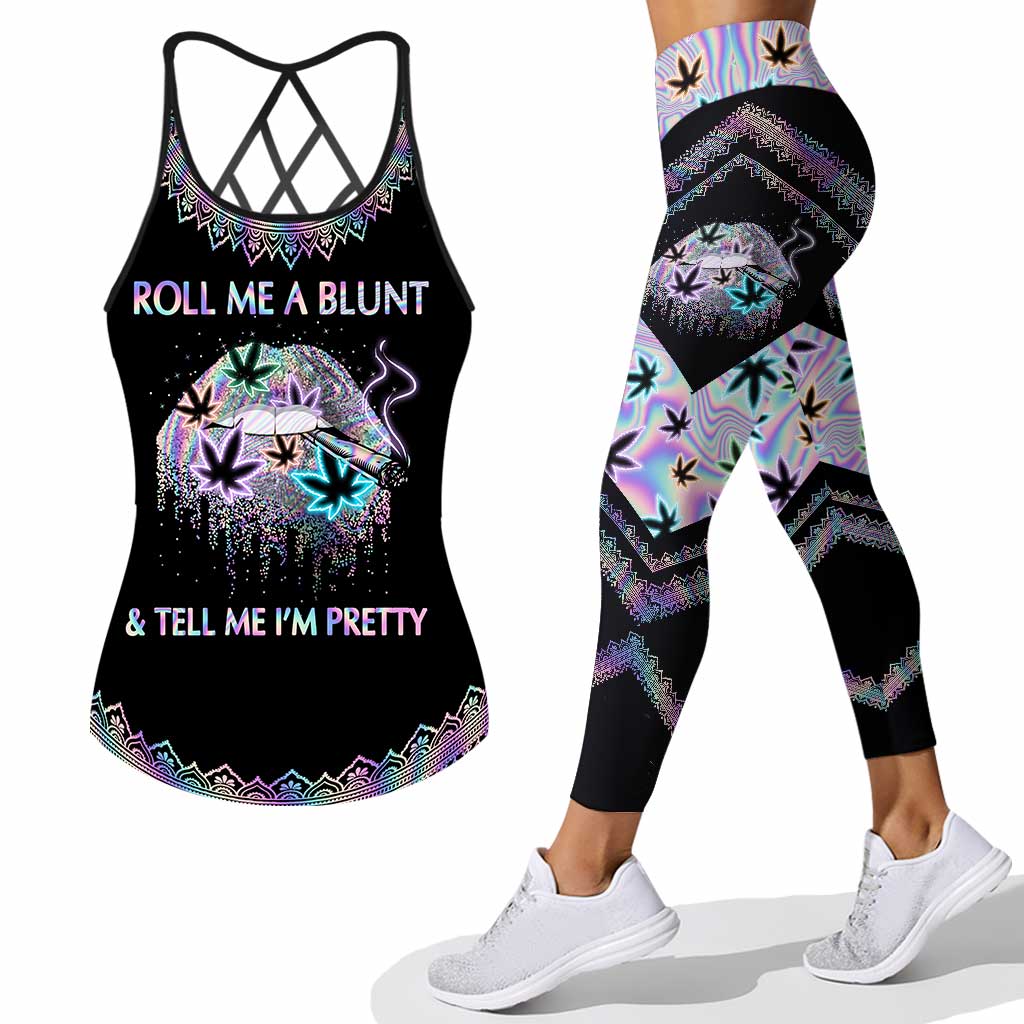 Roll Me A Blunt & Tell Me I'm Pretty - Weed Cross Tank Top and Leggings