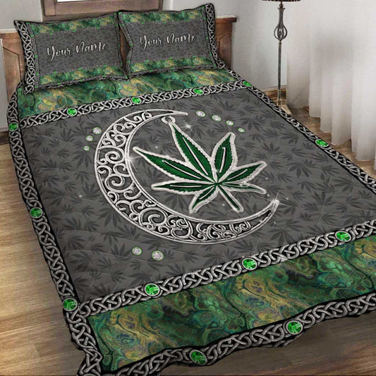 High Life Green Leaf - Personalized Weed Quilt Set