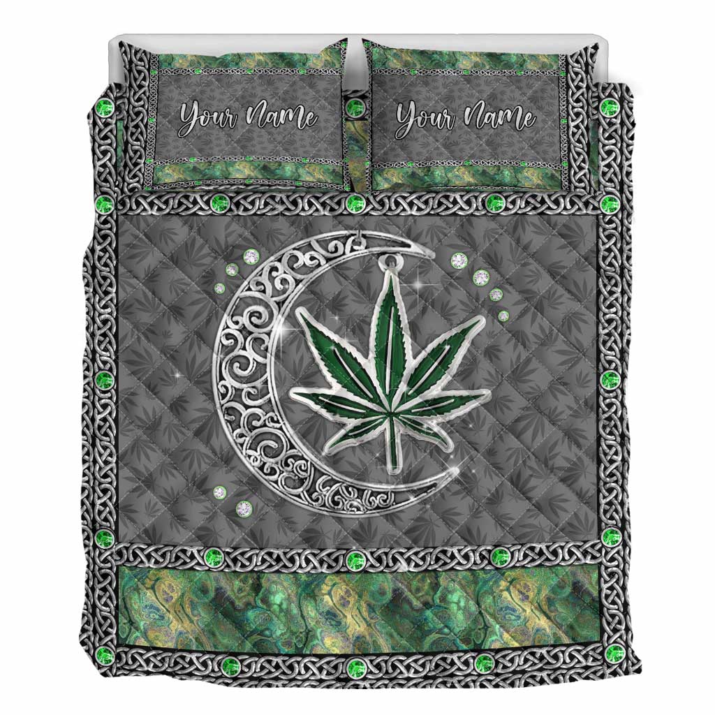 High Life Green Leaf - Personalized Weed Quilt Set