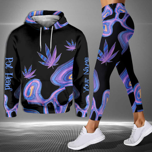 Get High Free Line Hologram - Personalized Weed Hoodie and Leggings