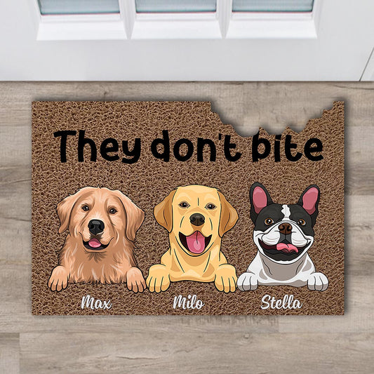 Beware Of Dogs - Personalized Dog Shaped Doormat