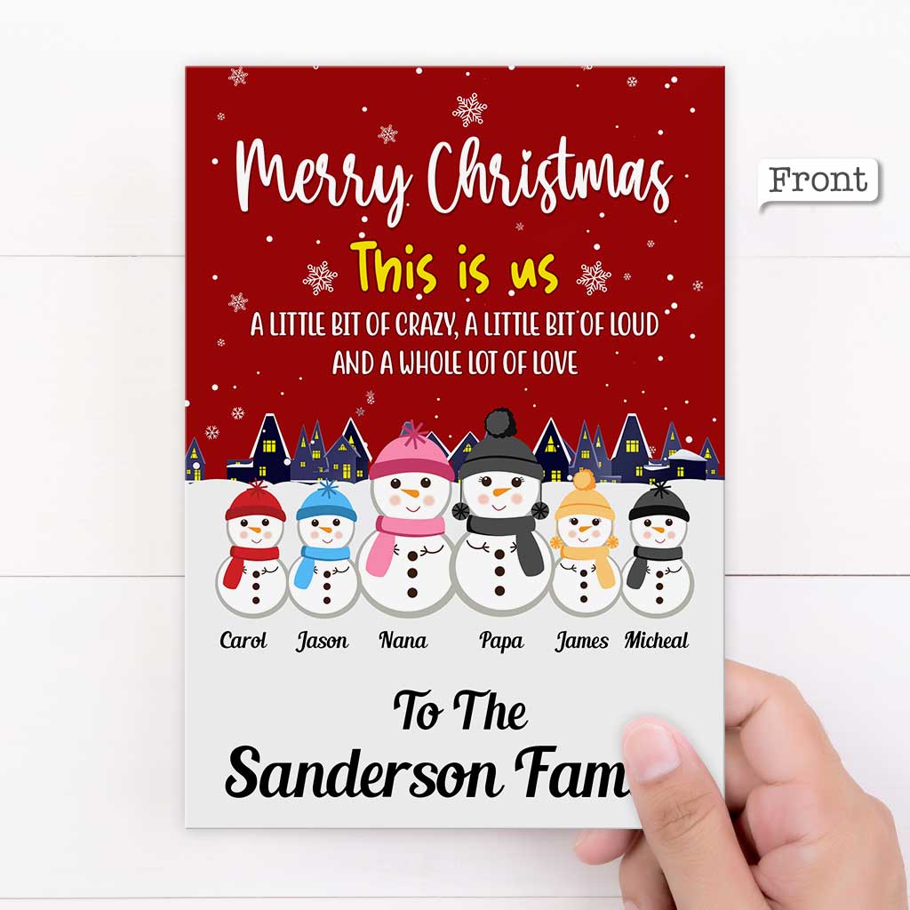 Personalized Greeting Gift Card Cute Snowman