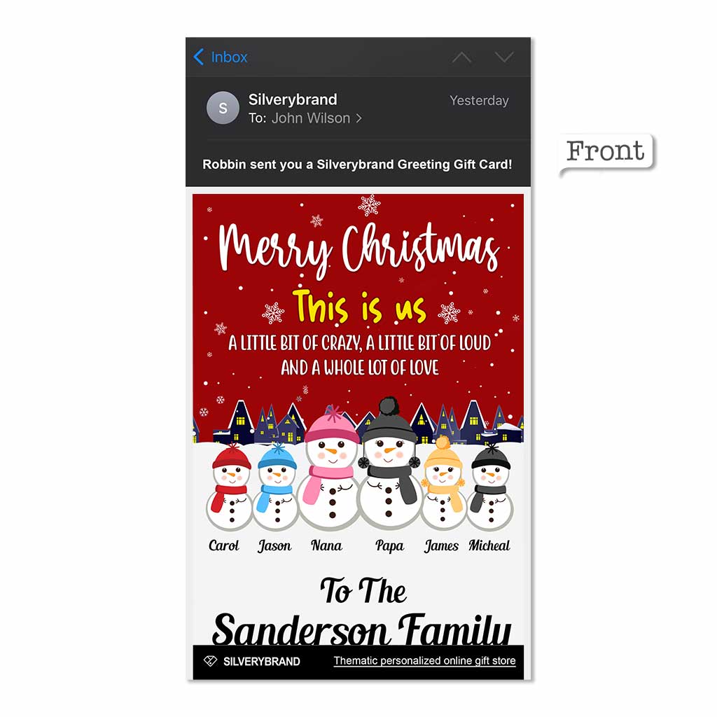Personalized Greeting Gift Card Cute Snowman