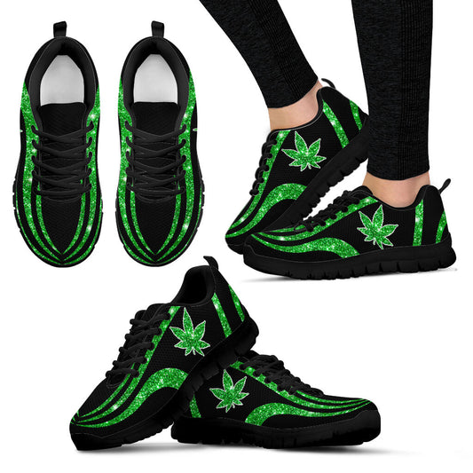 Sparkle Green Leaf - Weed Sneakers 0822