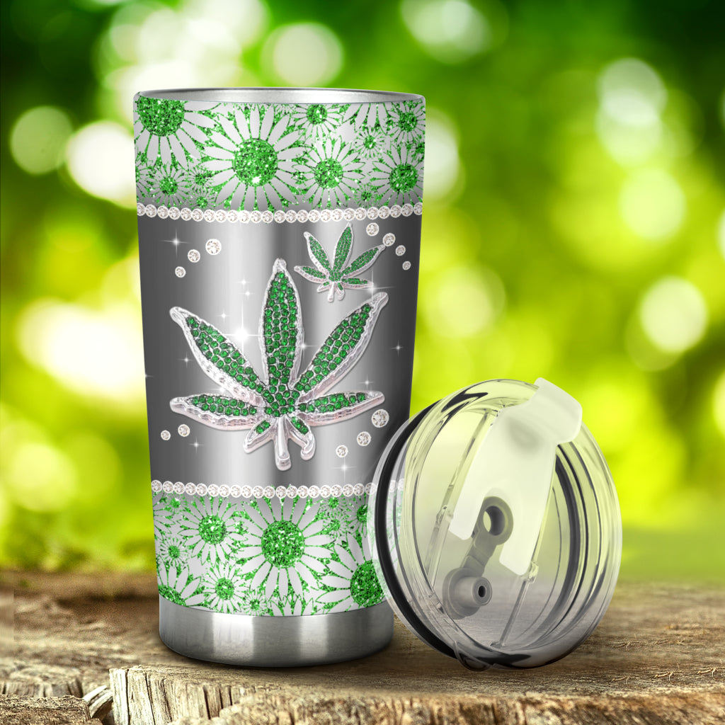 Green Leaves Pattern - Weed Tumbler 0822