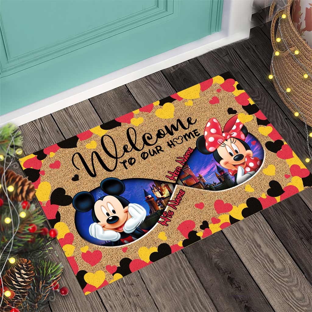 Welcome To Our Home - Personalized Couple Mouse Doormat