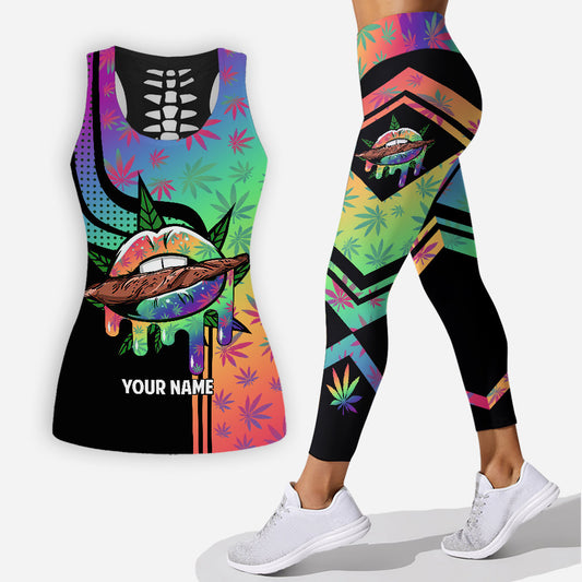 Rainbow Lips - Personalized Weed Hollow Tank Top and Leggings
