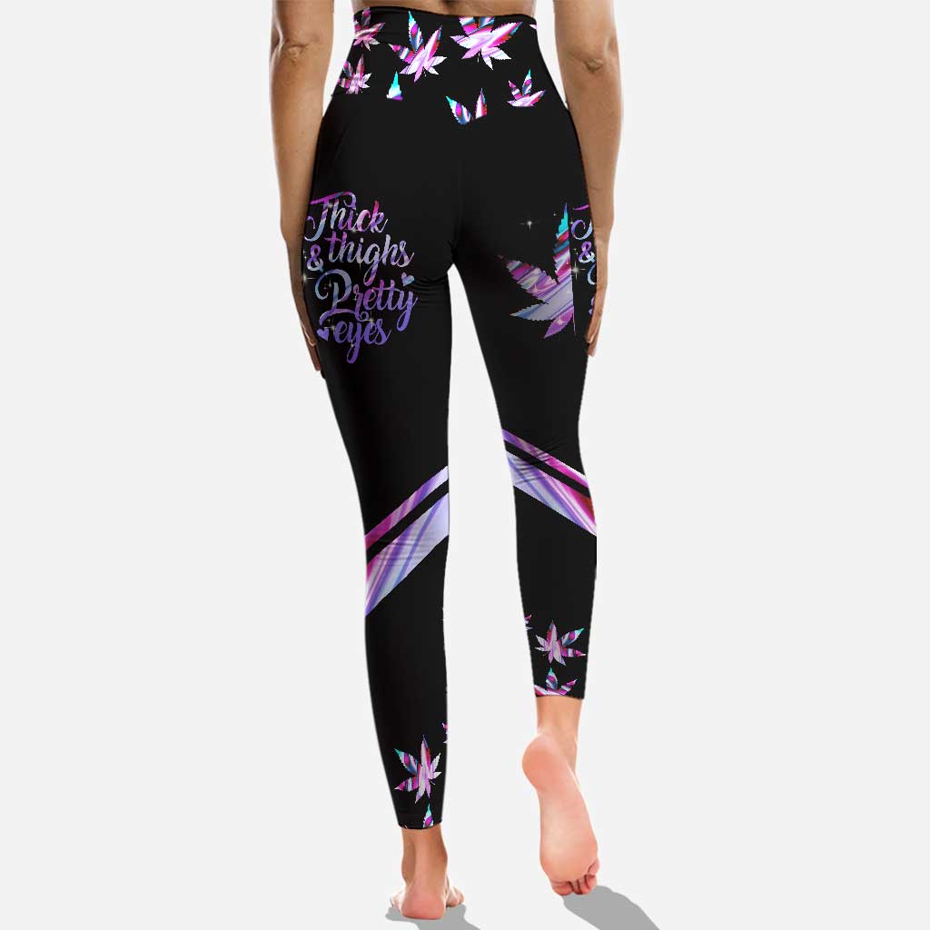 Rosy Eyes Thick Thighs - Personalized Weed Cross Tank Top and Leggings