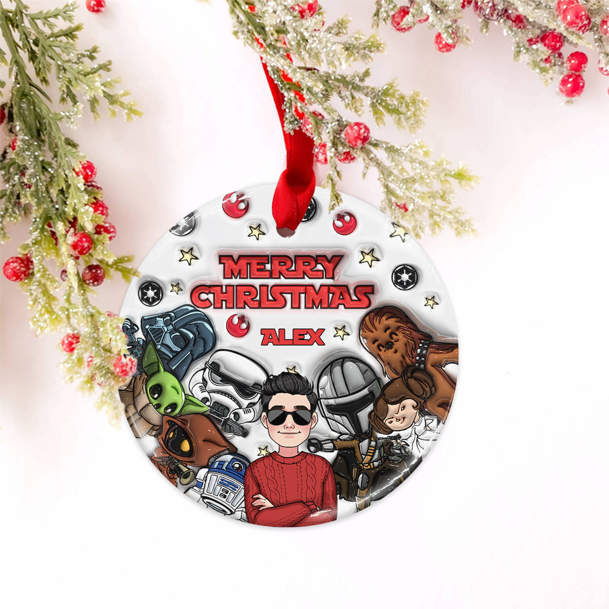 Merry Sithmas - Personalized The Force Ceramic Circle Ornament