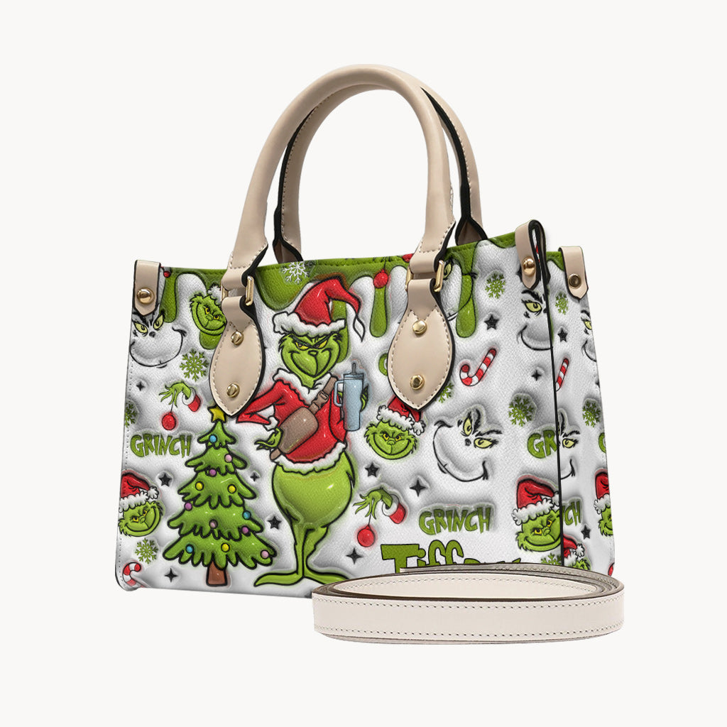 Merry Grinchmas - Personalized Stole Christmas Leather Handbag