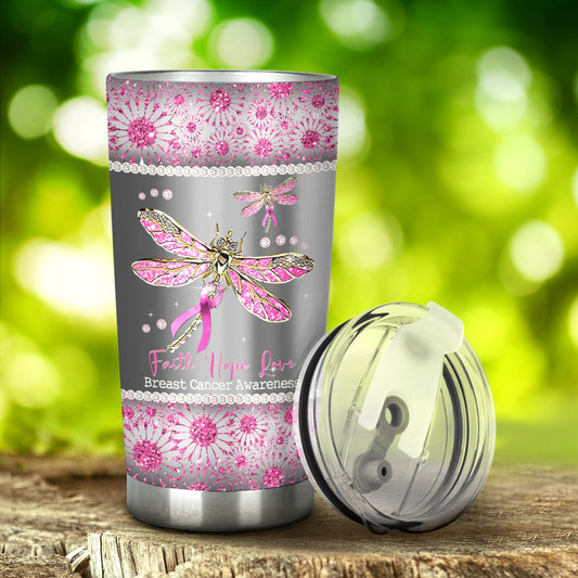 Faith Hope Love Breast Cancer Awareness Tumbler 0622