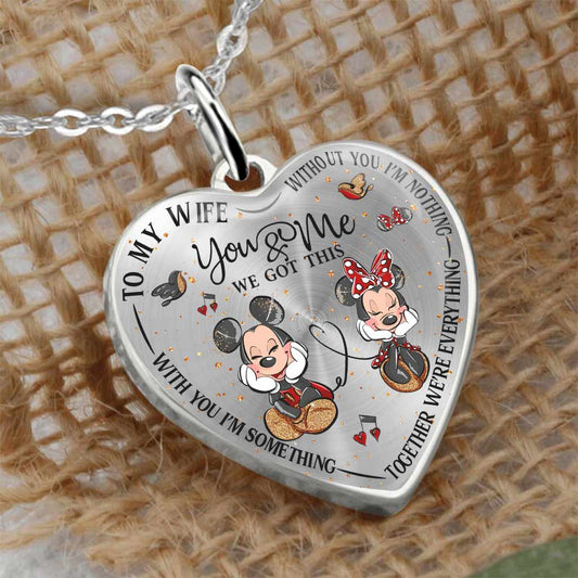 Without You I'm Nothing - Personalized Mouse Heart Pendant Necklace