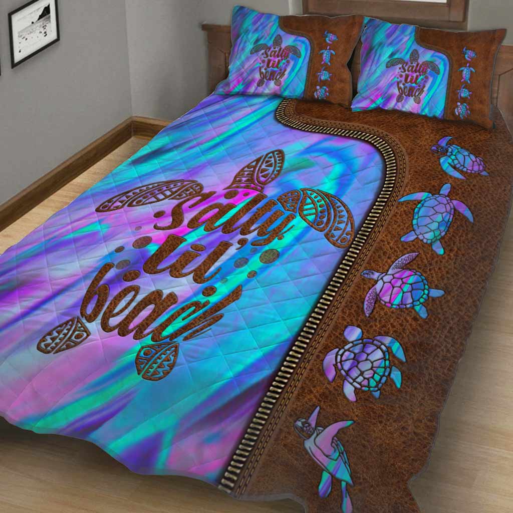 Salty Lil' Beach - Turtle Leather Pattern Print Quilt Set