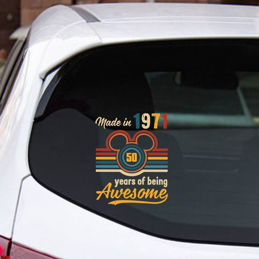 Made In 1971 50 Years Of Being Awesome Vintage - Mouse Decal Full