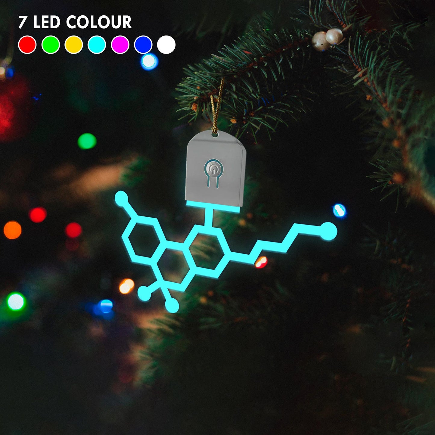THC Molecule - Christmas Weed Shaped Led Acrylic Ornament