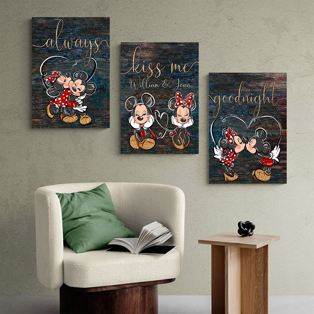 Always Kiss Me Goodnight - Personalized Couple Mouse Poster & Canvas Set
