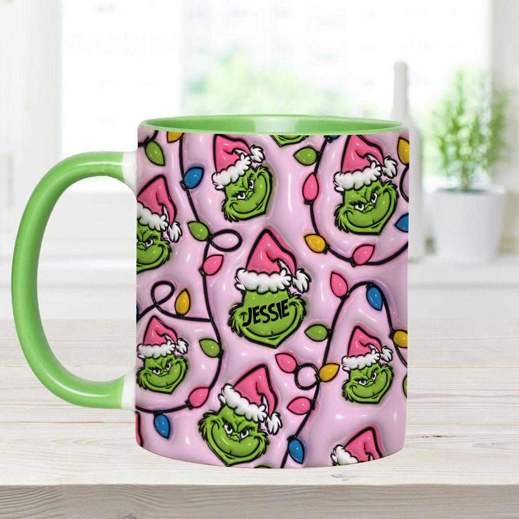 Green & Pink - Personalized Stole Christmas Accent Mug