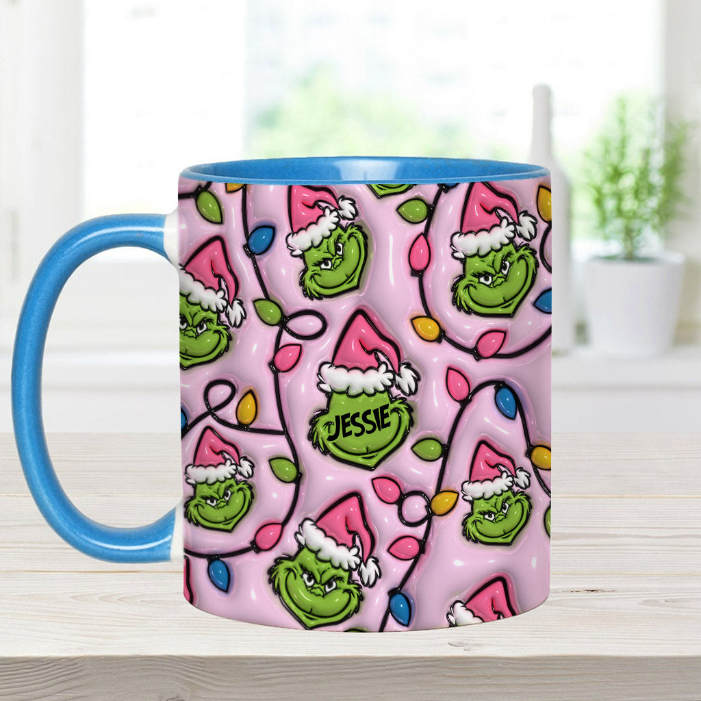Green & Pink - Personalized Stole Christmas Accent Mug