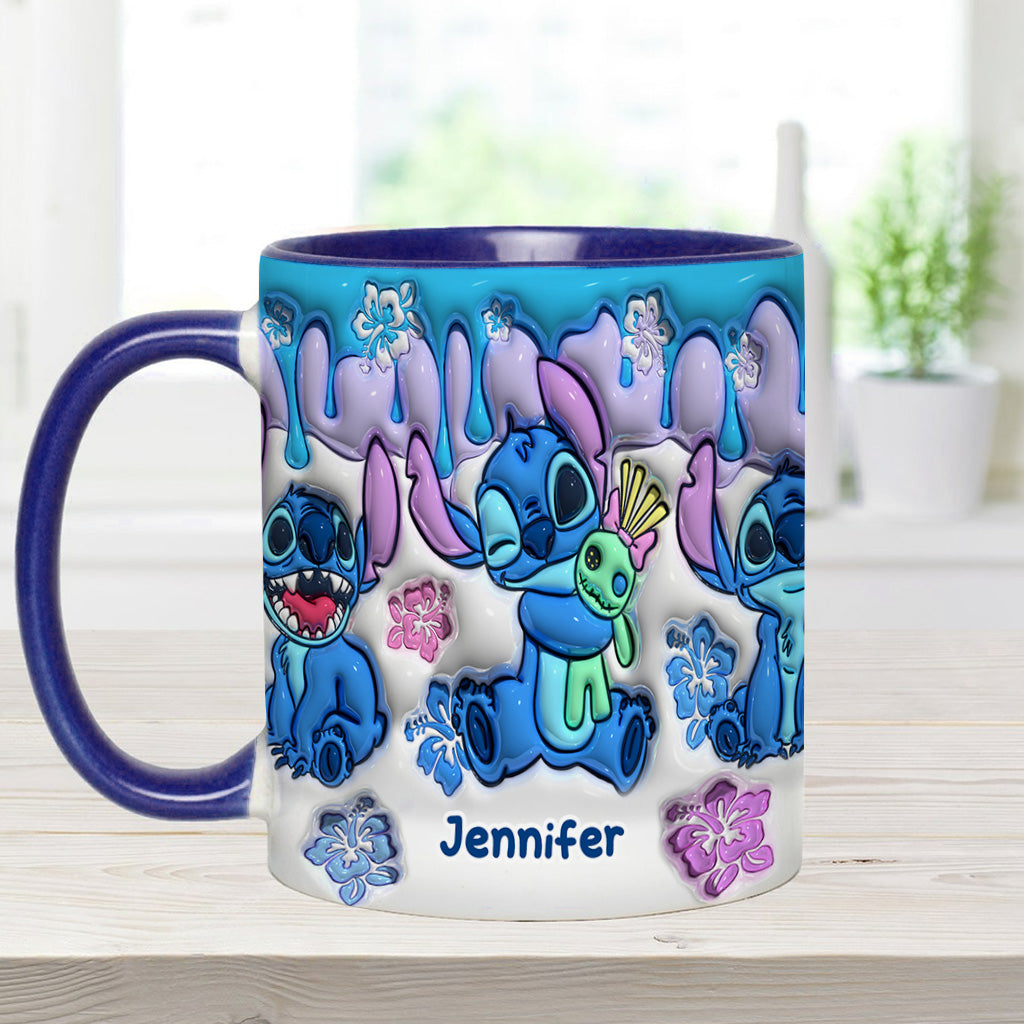 Blue Ohana Hugging - Personalized Ohana Accent Mug
