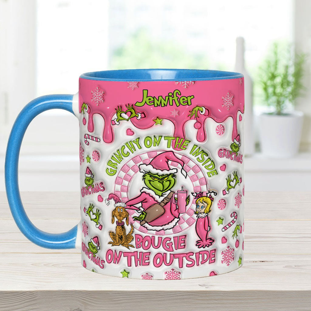 Grinchy On The Inside - Personalized Stole Christmas Accent Mug