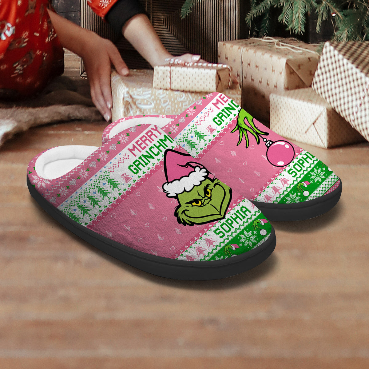 Merry Grinchmas - Personalized Stole Christmas Slippers