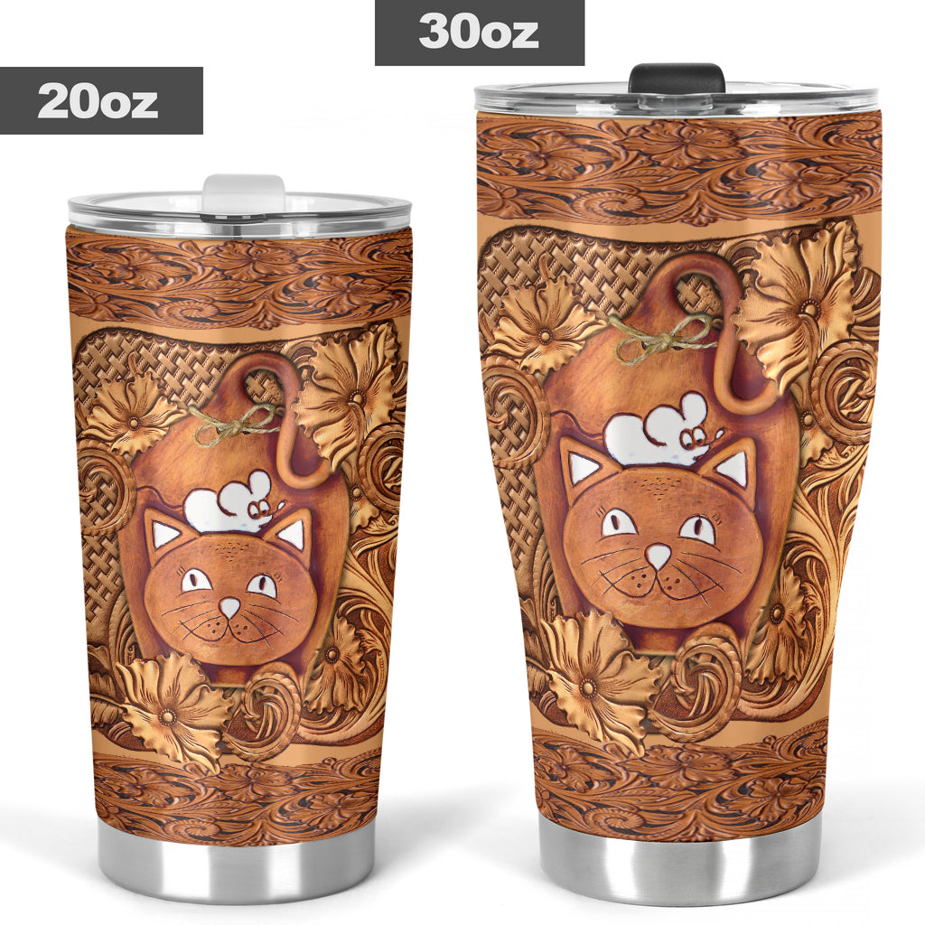 Cat Faux Wood Print Cat Tumbler 0622