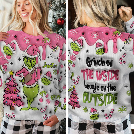 Grinch On The Inside - Personalized Stole Christmas Ugly Sweater