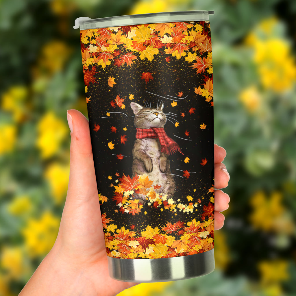 Autumn Vibes Cat Tumbler 0622