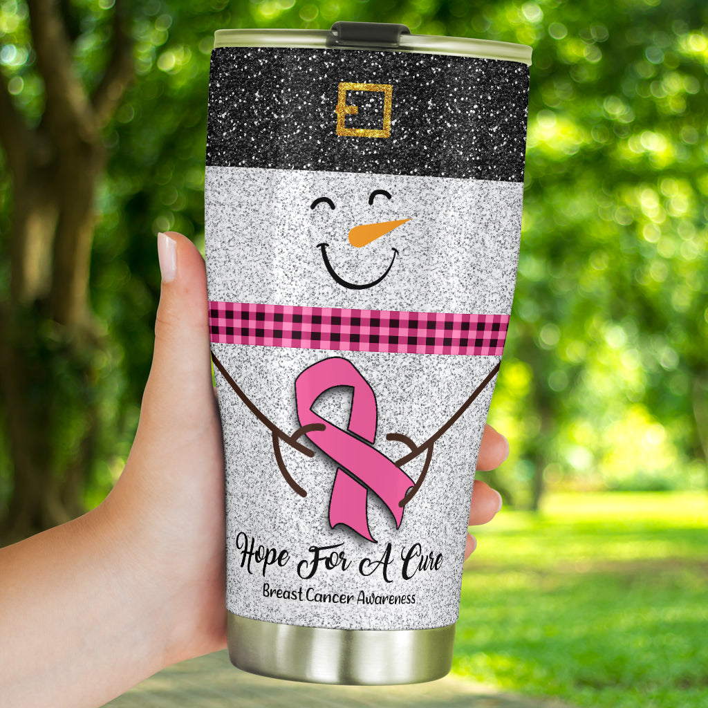 Hope For A Cure Faux Glitter Print Breast Cancer Awareness Tumbler 0622