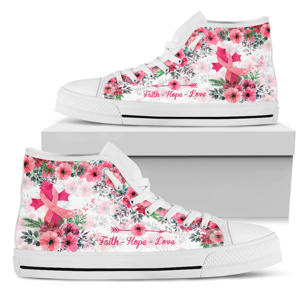 Faith Hope Love Breast Cancer Awareness High Top Shoes 0622