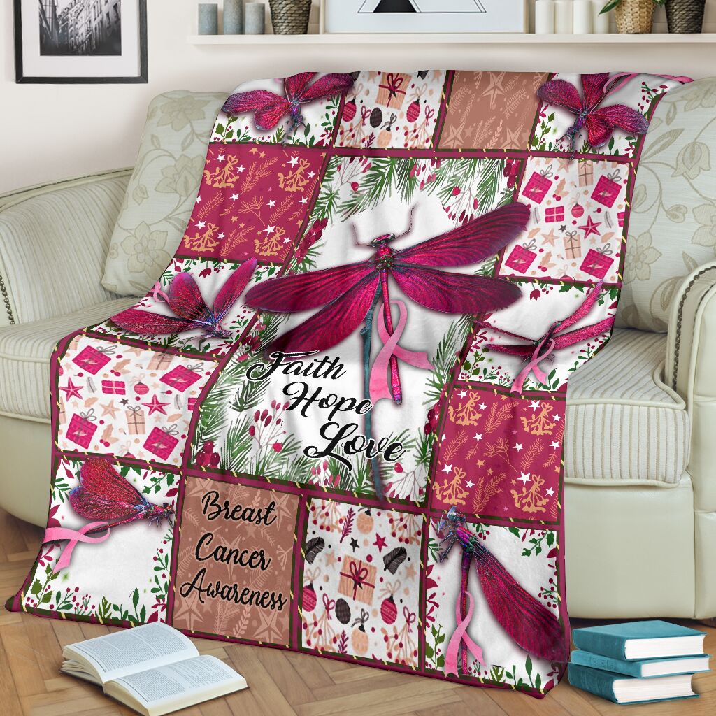 Faith Hope Love Breast Cancer Awareness Blanket 0622