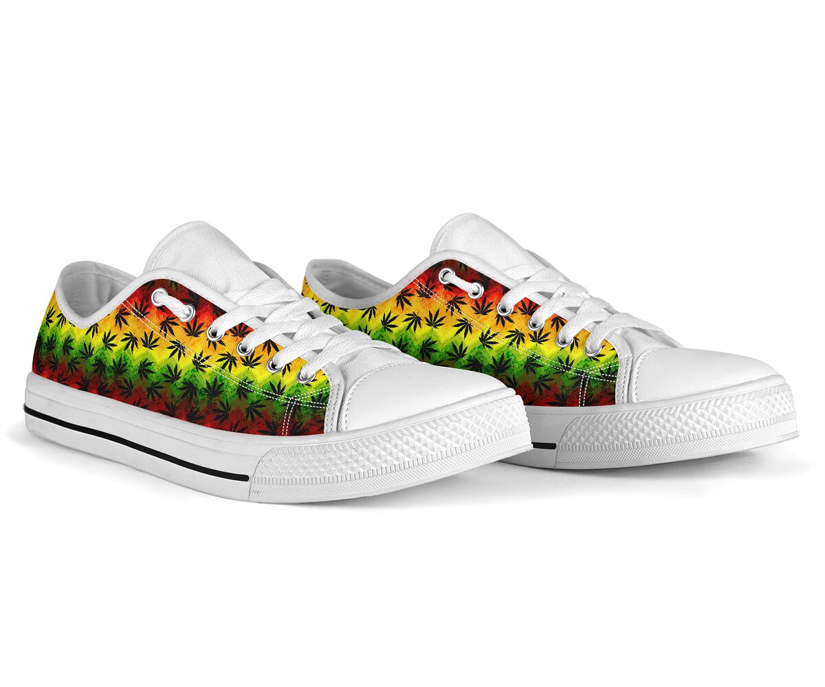 Colorful Chevron Leaves - Weed Low Top Shoes 0822