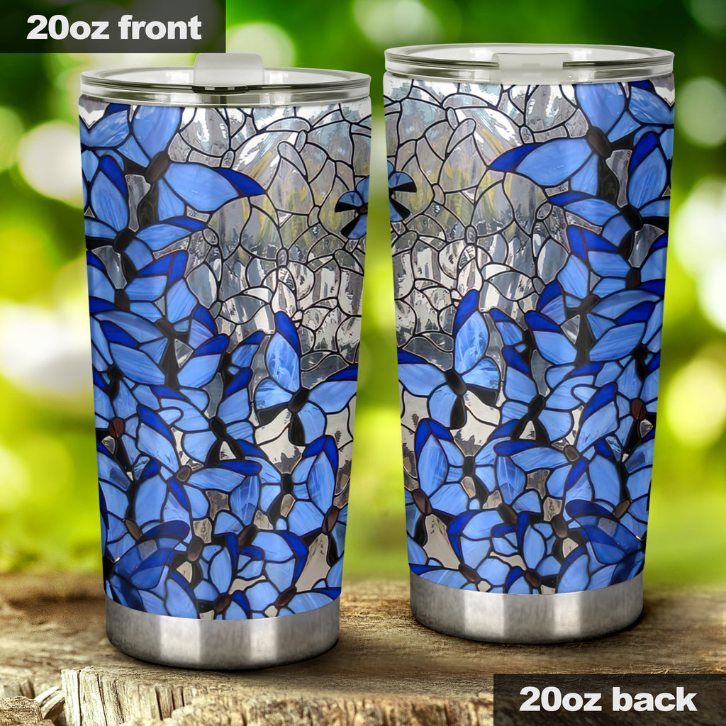 Butterfly Stained Glass Pattern Print Butterfly Tumbler 0622