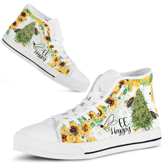 Bee Happy - Weed High Top Shoes 0822