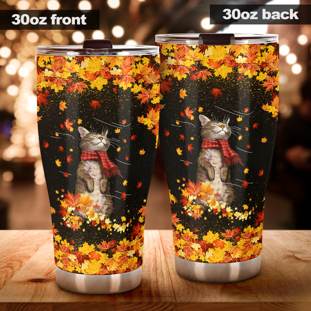 Autumn Vibes Cat Tumbler 0622