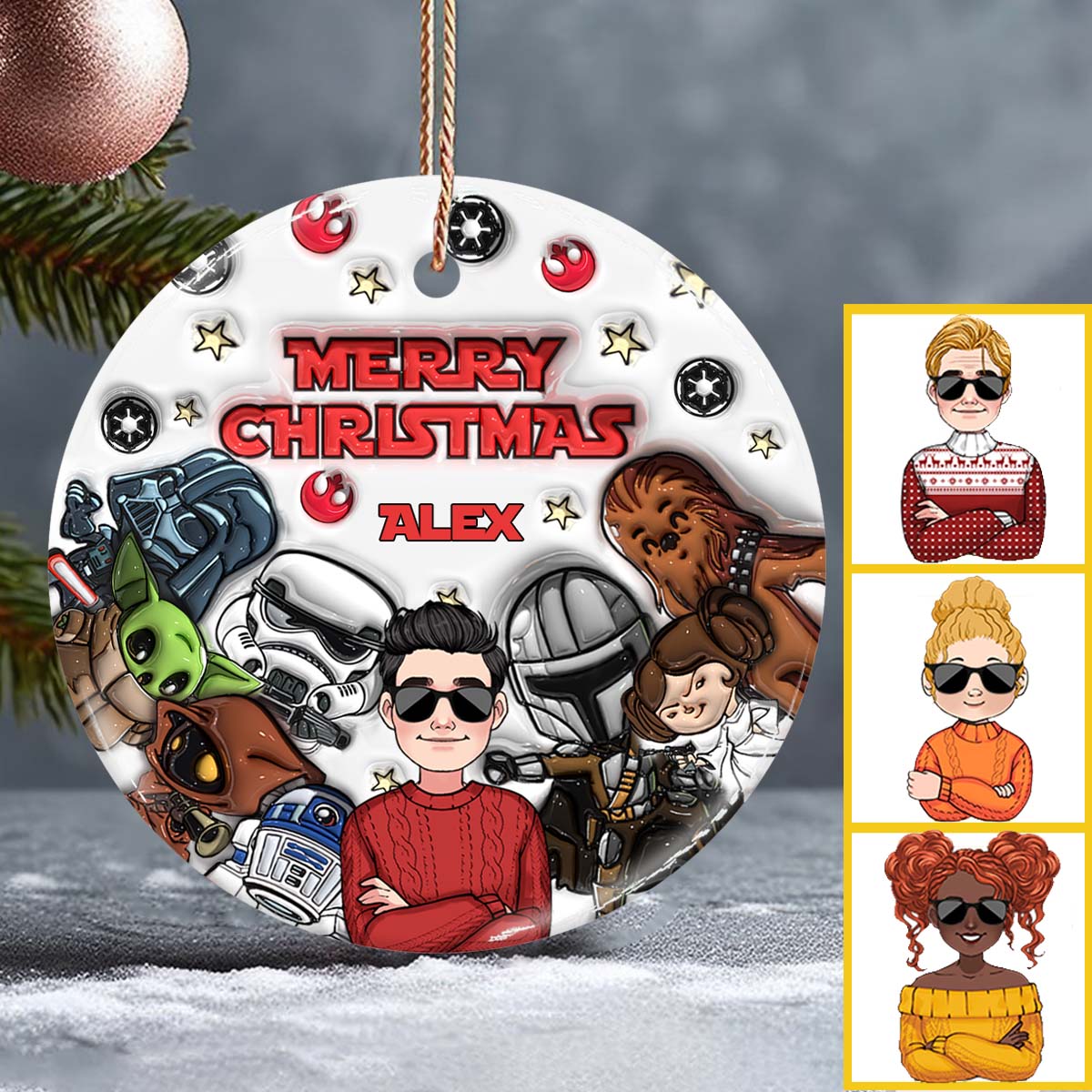 Merry Sithmas - Personalized The Force Ceramic Circle Ornament