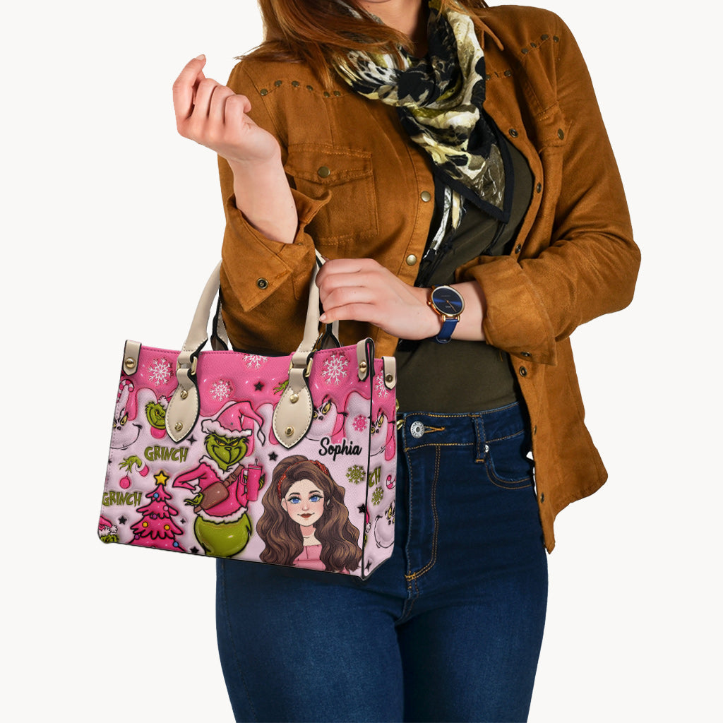 In My Grinch Era - Personalized Stole Christmas Leather Handbag